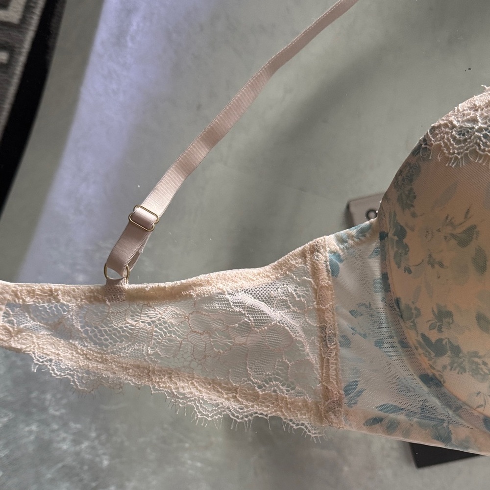 Jessica Simpson Cream and Blue Lace Bra 36C - Picture 3 of 10